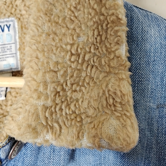 Old Navy Vintage Denim Trucker Jacket 90s Grunge Thrashed Sherpa Lined Indie - Picture 5 of 16